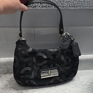 Coach Signature Black and Silver Shoulder Bag